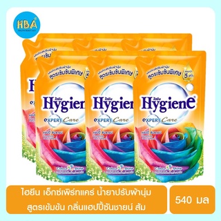 ไฮยีน เอ็กซ์เพิร์ท แคร์ ผลิตภัณฑ์ปรับผ้านุ่ม สูตรเข้มข้นพิเศษ กลิ่นแฮปปี้ซันชายน์ ขนาด 540 มล. แพ็ค 6 ถุง