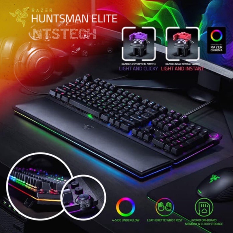 RAZER HUNTSMAN ELITE (BLUE-SWITCH)(US) ปุ่มอังกฤษ แท้ 100 ศูนย์ Synnex ...