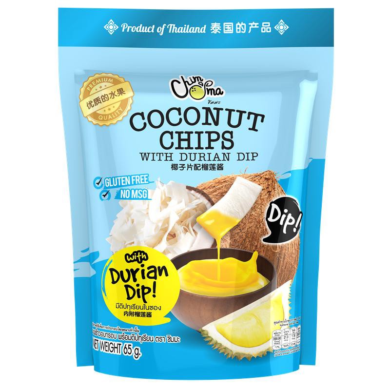 ชิมมะ มะพร้าวกรอบพร้อมดิปทุเรียน 65 กรัม / Coconut Chips with Durian Dip 65g