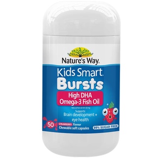 Natures Way Kids Smart Bursts High DHA Omega-3 Fish Oil Trio 50 Capsules