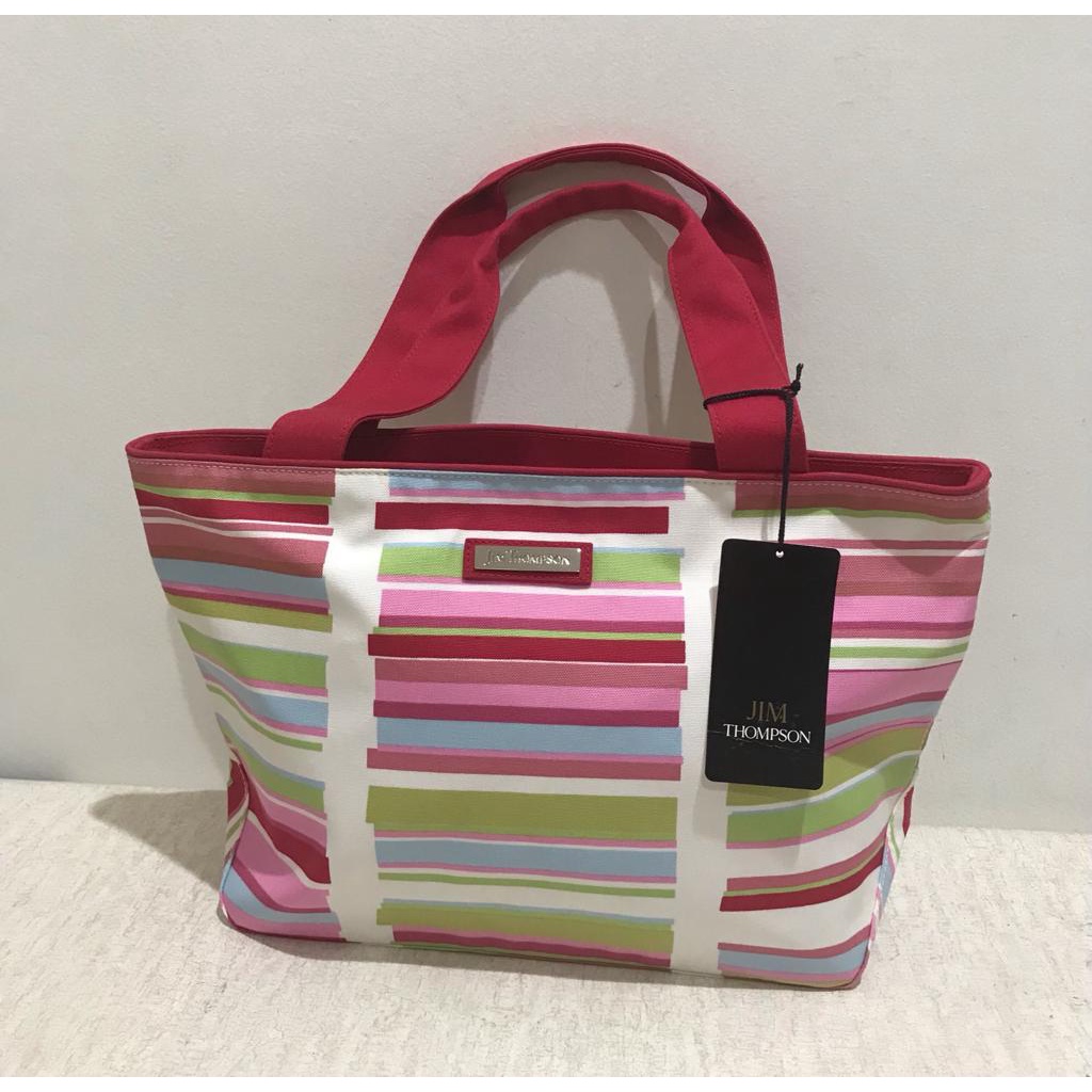 JIM THOMPSON ORIGINAL COLORFUL STRIPED TOTE BAG (38x12x23cm) (LxWxH)