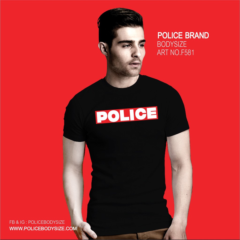 Police Bodysize เสื้อยืดคอกลม ทรง Slim fit พอดีตัว ใส่ได้ทั้งผู้ชาย ผู้หญิง