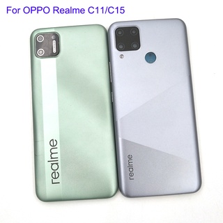 เคสแบตเตอรี่ด้านหลัง แบบเปลี่ยน สําหรับ Realme C11 2020 RMX2185 OPPO Realme C15 &amp;amp; เลนส์กล้อง + โลโก้