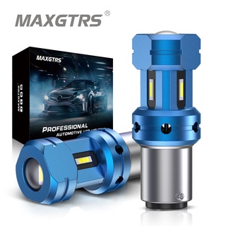 Maxgtrs หลอดไฟเลี้ยว LED 1157 BAY15D P21 5W สีขาว แดง สําหรับรถยนต์ 2 ชิ้น