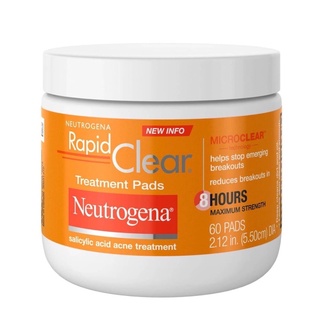 แผ่นมาส์กหน้า Neutrogena Rapid Clear Maximum Strength Acne Treatment Pads 60 แผ่น