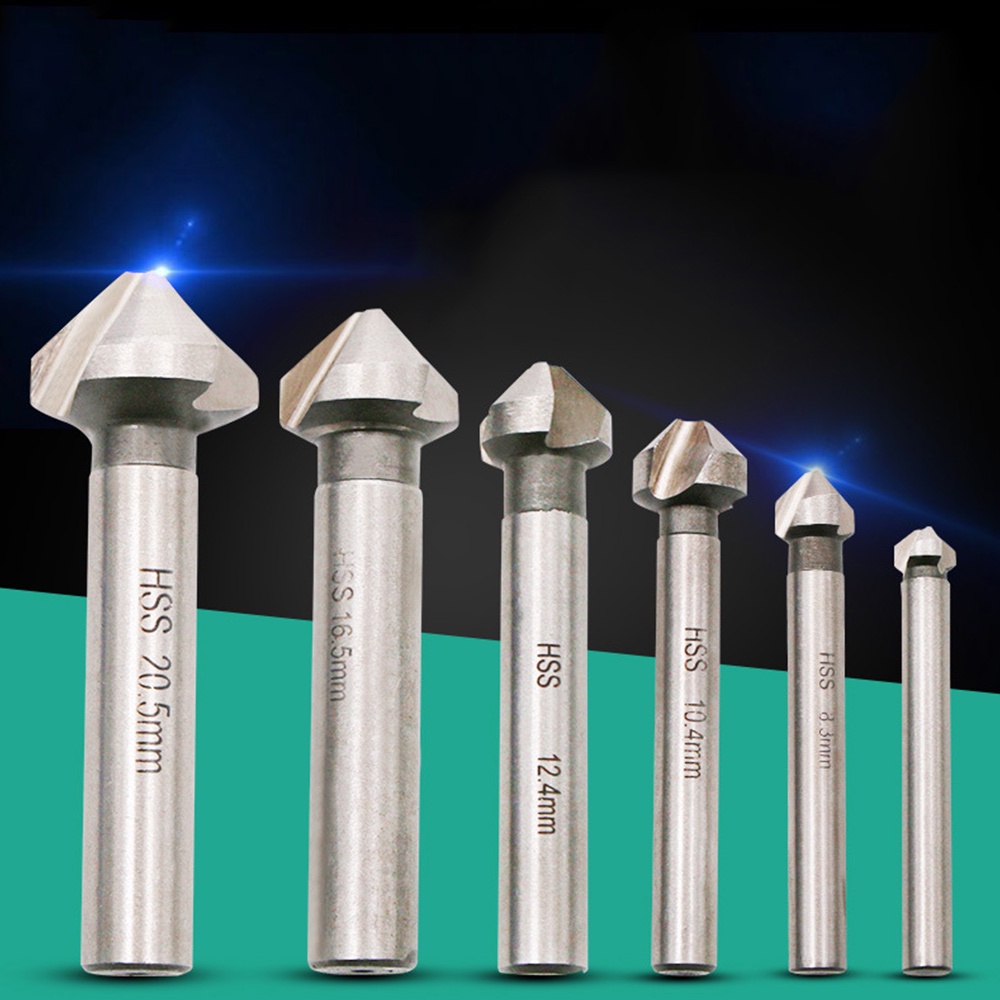 Pinzhi 6 Pcs HSS Countersink Countersunk Deburring Drills Tapered For