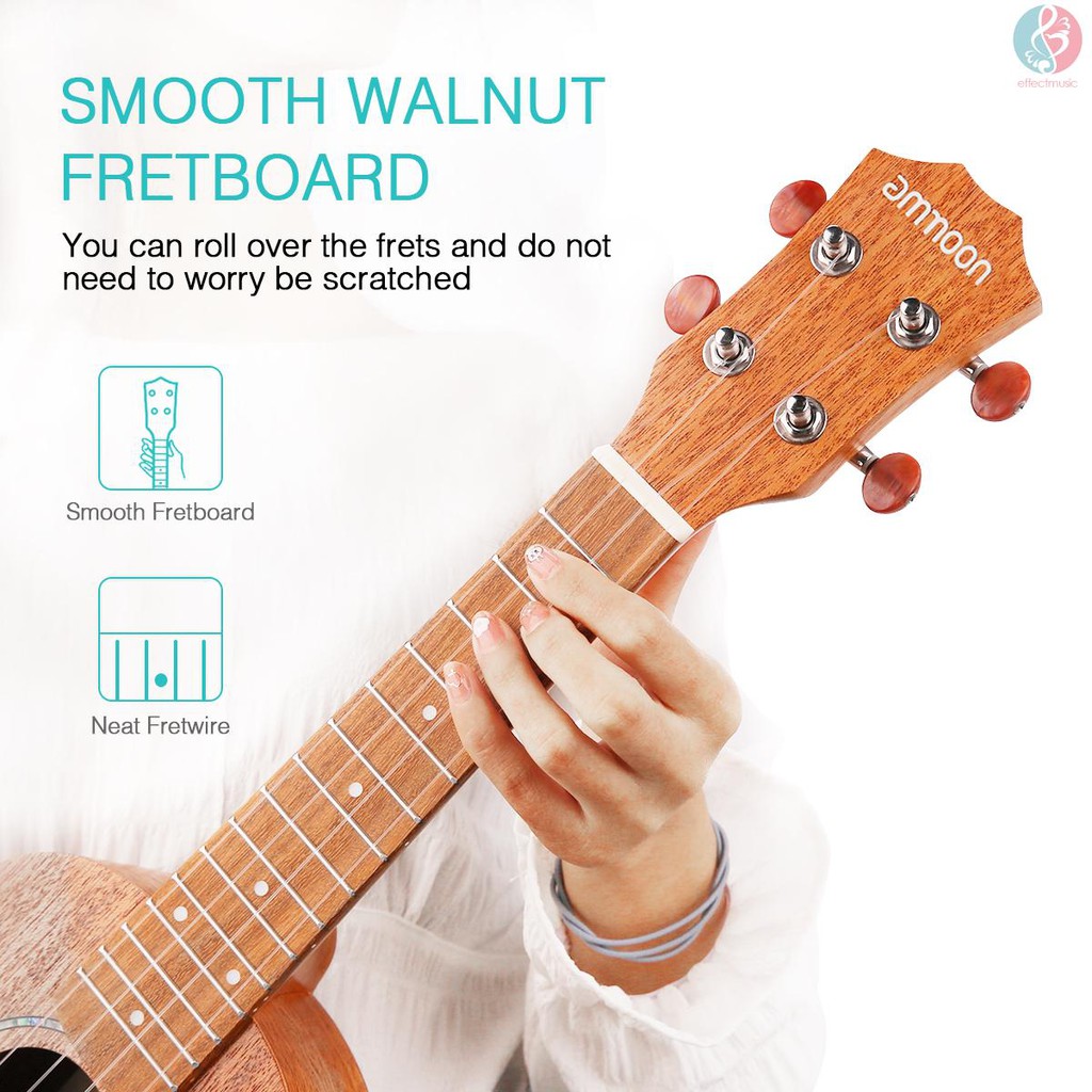 E*M ammoon 23 Inch Acoustic Concert Ukulele Kit Mahogany Plywood
