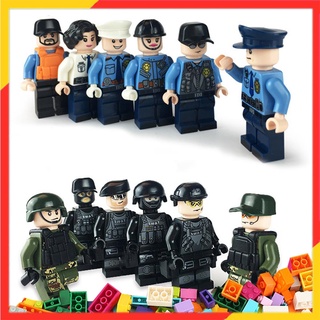 12PCS เลโก้ SWAT กองทัพทหาร WW2 Minifigures ของเล่นชุดอาคารของเล่นเลโก้บล็อกอาคาร SWAT โจมตีพายุรูปตำรวจทหารอาคารอิฐของเล่นเด็กของเล่นสำหรับเด็กผู้ชายเด็กผู้หญิงใช้ได้กับทุกยี่ห้อ