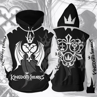 เสื้อกันหนาว มีฮู้ด พิมพ์ลายการ์ตูน Kingdom Hearts 3 มิติ