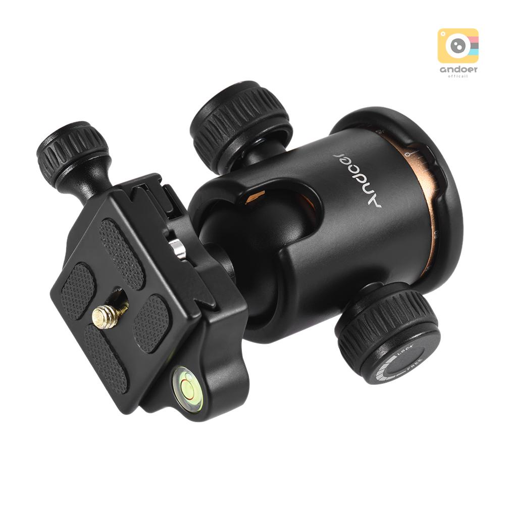 Andoer Camera Tripod Ball Head Ballhead with Quick Release Plate 1/4 Screw