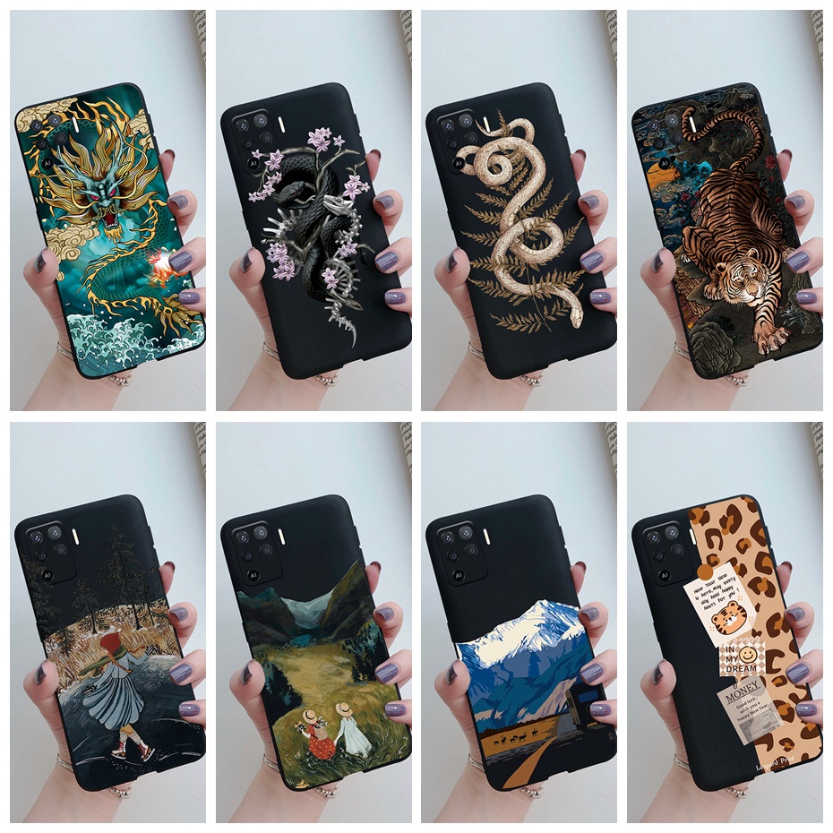 เคสโทรศัพท์ซิลิโคน แบบนิ่ม ผิวด้าน ลายมังกรดํา สําหรับ OPPO A94 A95 A74 A54 4G 5G A53 A33 2020