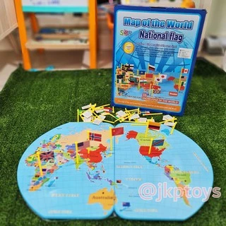 ส่งจาก ไทย แผนที่โลก ปักธงชาติ ธงชาติประเทศต่างๆ Map of The World and Nation Flag แผนที่โลกภาษา *อังกฤษล้วน