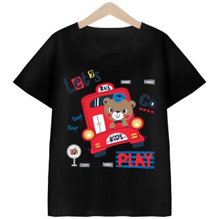 Babykidsเสื้อยืดเด็กคอตตอน100%ลายหมีขับรถเสื้อเด็กผู้หญิงเด็กผู้ชายลายน่ารักใส่สบาย