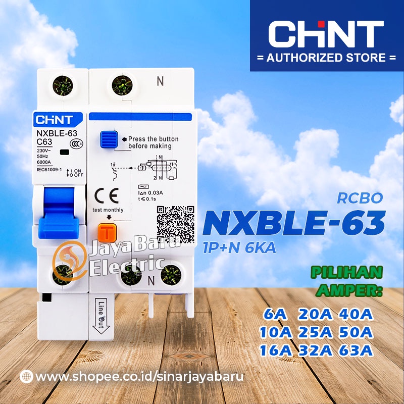 BOOM RCCB ELCB RCBO CHINT NXBLE-63 NXBLE63 1P+N 6A 10A 16A 20A 25A 32A