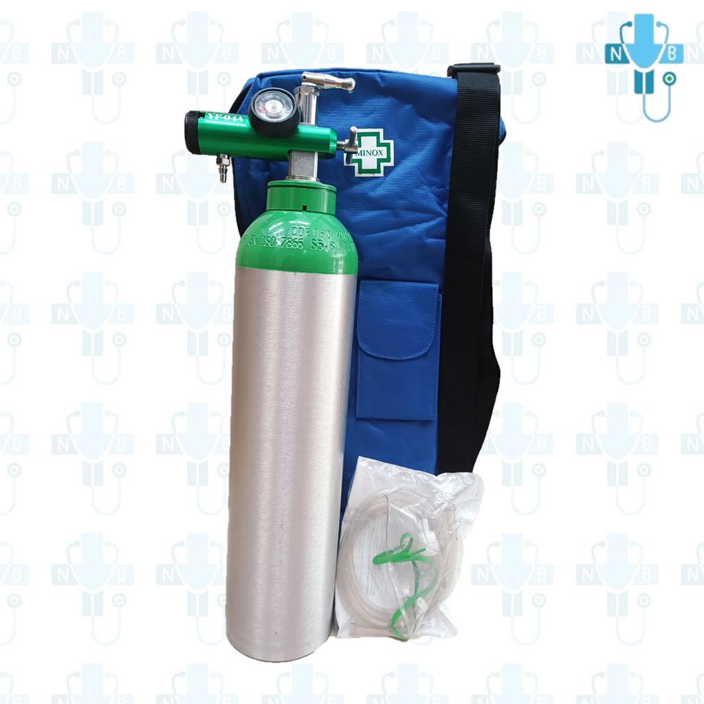 ถังออกซิเจนอลูมิเนียมแบบพกพาไปนอกบ้านขนาด 0.5Q รุ่น DP-500 (Portable Oxygen Tank) ครบชุดพร้อมใช้งาน
