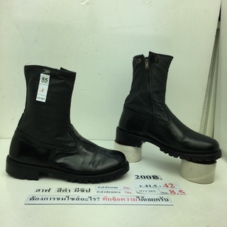 รองเท้าฮาฟ มีซิปข้าง รองเท้าทหาร รองเท้าตำรวจ รองเท้ารปภ. Half boots with side zip หนังสีดำ มือสอง นำเข้า