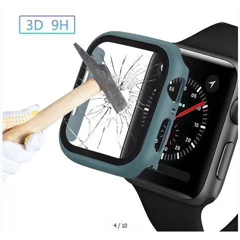 เคสกันรอย 11 สี + กระจกนิรภัยสำหรับ Watch 40 มม. 44 มม. Series SE 6  5 4 3 2 1