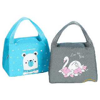 กล่องอาหารกลางวัน มีบุฟอยฉนวนเก็บร้อน เย็น กระเป๋าข้าวกล่อง Cartoon insulated lunch bag