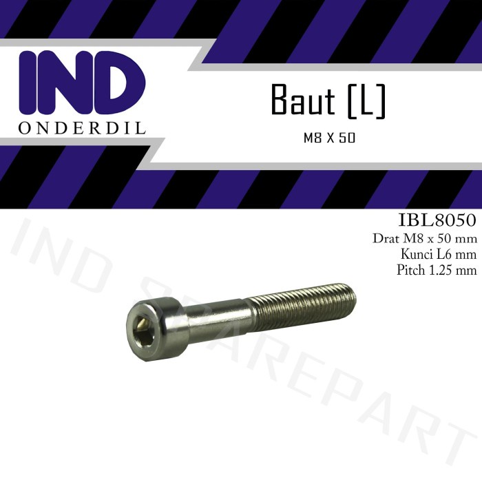 IND L-L6 M8x50-8x50-M 8 X 50 Key-K 6 P-Pitch 1.25