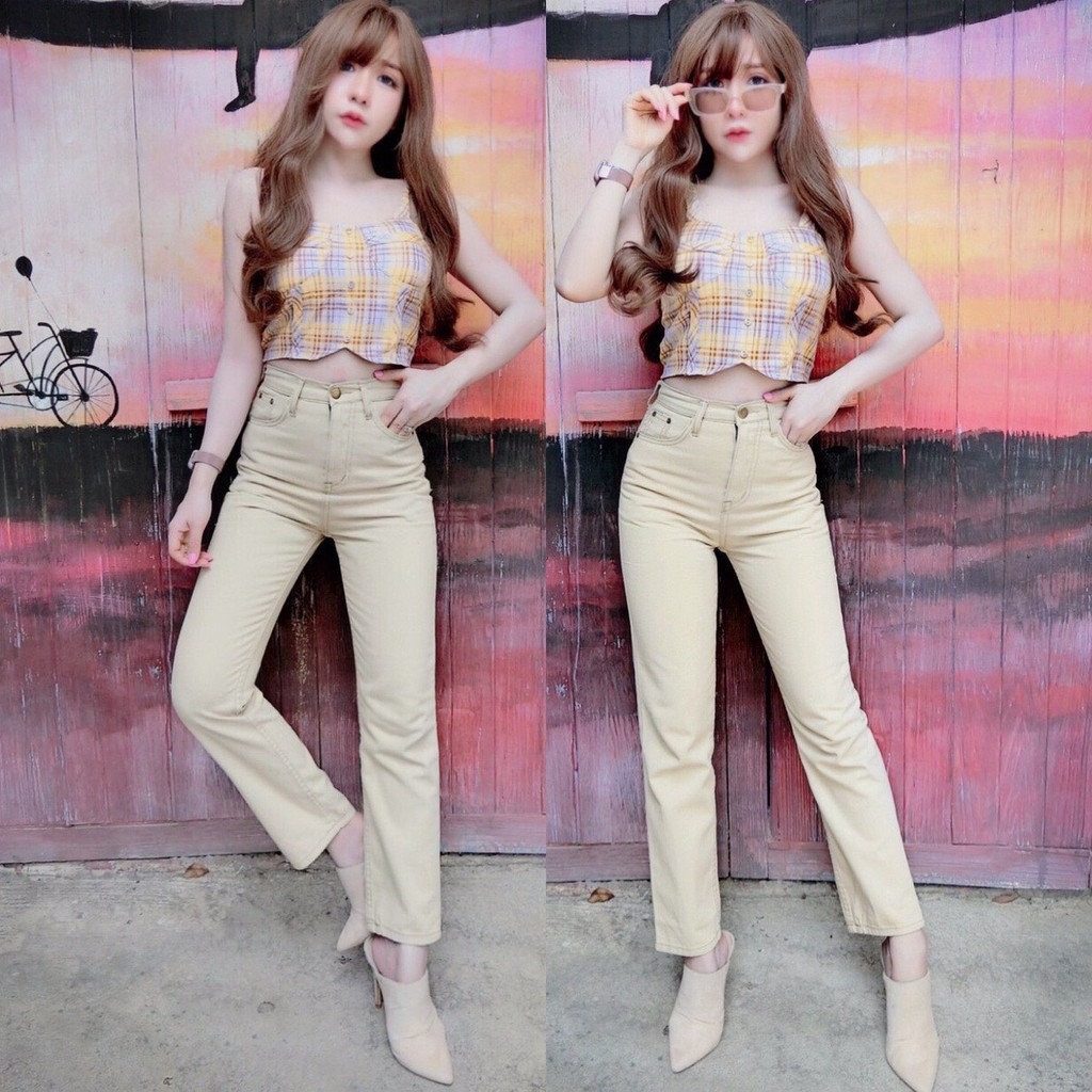 Cc jeans 146 S-5XL กางเกงยีนส์ผู้หญิง ทรงบอย สีกากี