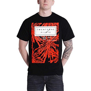 เสื้อยืดคอกลม ผ้าฝ้าย พิมพ์ลายดอกไม้ Twenty One Pilots 21 สําหรับผู้ชาย