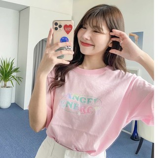 Live135# เสื้อคัตตอล มีหลายสี “AngleEnergy” สไตล์เกาหลี Dream Big Tshirt โอเวอร์ไซน์ สาวอวบใส่ได้ พร้อมส่ง คอกลม ผ้านุ่ม