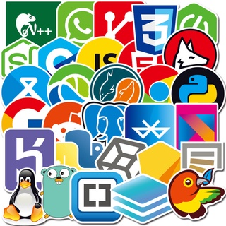 สติ๊กเกอร์ โปรแกรมเมอร์ 108 PCS Programming Sticker Developer Technology Software Programs Data Computer Sticker for DIY