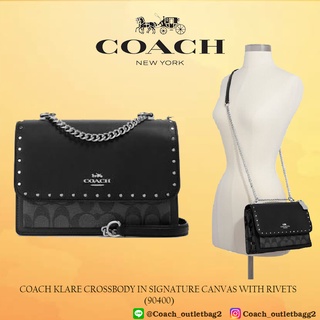 COACH KLARE CROSSBODY IN SIGNATURE CANVAS WITH RIVETS (90400)