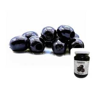 ผลมะกอกดำ ชนิดไม่มีเมล็ด "TORRENT" PITTED BLACK OLIVES 370G./BOTTLE