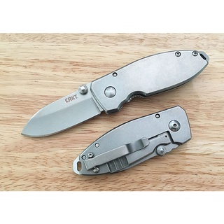 มีดพับ CRKT Lucas Burnley Squid Folding Stonewashed Plain Blade, Stainless Steel Handles (2490)