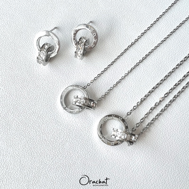 Vickii cross TM 14k ENB set. (เซ็ตต่างหู ข้อมือ สร่อยคอ งานชุบ 14k (สแตนเลส) สวย ทน เงา โดนน้ำ โดนน้ำหอมได้สบายๆเลยค่ะ)