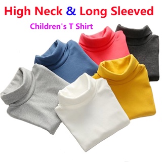 [พร้อมส่ง] เสื้อแขนยาว คอเต่า สีพื้น สําหรับเด็กผู้ชาย