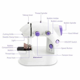 จักรเย็บผ้า ไฟฟ้า มินิ ขนาดพกพา Mini Sewing Machine จักรเย็บผ้าขนาดเล็ก พกพาสะดวก (สีม่วง)