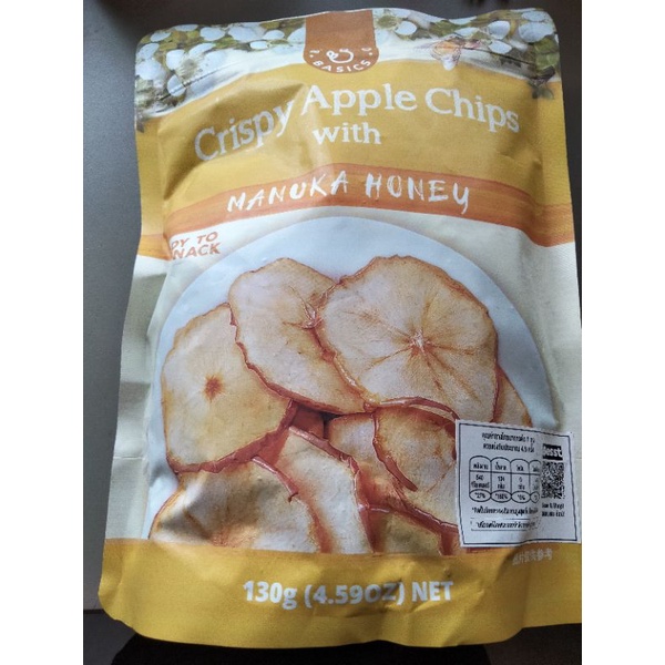 Back to Basics Crispy Apple Chips with Manuka Honey แอปเปิ้ลเคลือบ น้ำผึ้ง มานู แบคทูเบสิคส์130กรัม