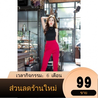 【RY-ร้านแฟชั่น】เนื้อดีเว่อร์G60 กางเกงเอวสูง สูงปรี๊ด ผ้าโรเชฟ ขาเดฟ 9ส่วน ซิปข้าง กางเกงใส่ทำงานผู้หญิง &lt;โค้ดลดเพิ่ม SM