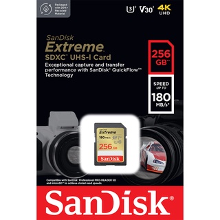 SanDisk Extreme SDXC, SDXVV 256GB, V30, U3, C10, UHS-I, 180MB/s R, 130MB/s W, 4x6, Lifetime Limited ME6-000972 การ์ดความจำ