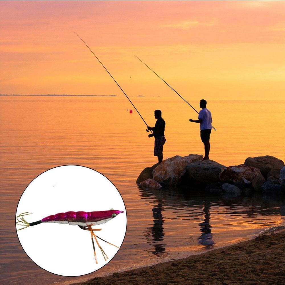 Wooden Shrimp Electroplating Bamboo Shrimp Noctilucent Luya Shrimp Gold Hook All Hook Five-claw A1B0 #8