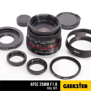 ชุดใหญ่ APSC 25 mm f1.8 mk2 ( Red Edition ) Lens ( เลนส์มือหมุน 25mm 1.8 )