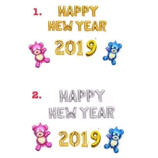 ลูกโป่งฟอยล์ HAPPY NEW YEAR 2019 หมี2ตัวฟอยล์ตัวอักษร