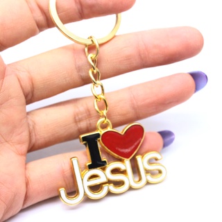 พวงกุญแจ จี้ตัวอักษร I Love Jesus เครื่องประดับ สําหรับห้อยกระเป๋า