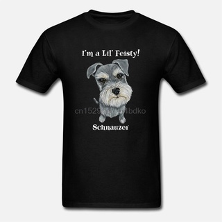 Schnauzer เสื้อยืดลําลอง ผ้าฝ้าย 100% แขนสั้น คอกลม พิมพ์ลายการ์ตูนสุนัขน่ารัก สําหรับผู้ชาย