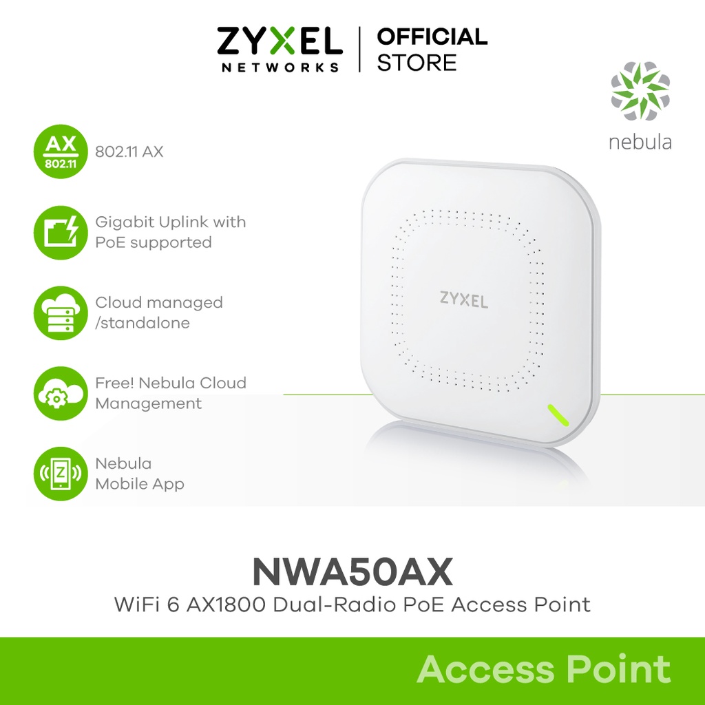 ZYXEL NWA50AX Access Point WiFi 6 AX1800 รองรับ GbE PoE และมี Free
