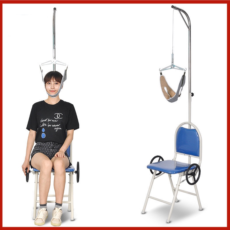 เก้าอี้ดึงคอ เครื่องยืดกระดูกคอ ( เก้าอี้ดึงคอ ) เครื่องดึงคอ สำหรับโรค ปวดคอ หมอนรองกระดูกคอเสื่อม(  สีน้ำเงิน)