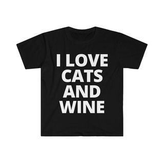 เสื้อยืดโอเวอร์ไซส์ขายดี เสื้อยืดลําลอง แขนสั้น พิมพ์ลาย I Love cats and Wine สไตล์คลาสิก สําหรับแม่ และลูกสาว KAkfol98A