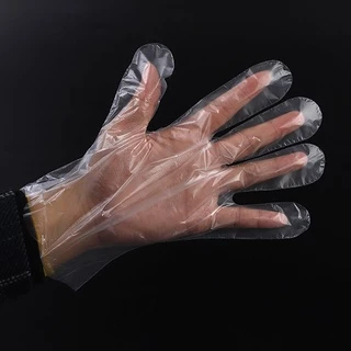 ถุงมือทิ้ง โปร่งใส 1 ถุง 100 ชิ้น ใช้สำหรับสลัดครัว อาหารสั่งกลับบ้าน