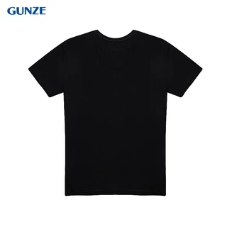 GUNZE กุนเซ่ เสื้อยืดผู้ชาย แขนสั้น คอวี สีดำ (BL) รหัส GS1631