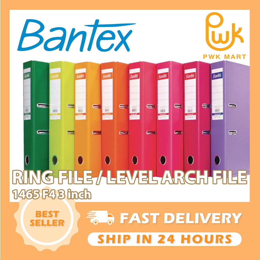 Best QUALITY F4 BANTEX สี PVC RING File/Hard Cover Level Arch File 1465 3 นิ้ว