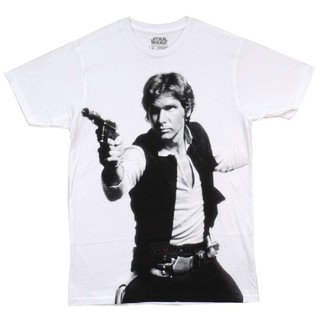 เสื้อยืดคอกลมเสื้อยืดลาย Star Wars Han Solo Blast Licensed สำหรับผู้ชายS-4XL