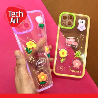 เคส Realme C35 / Realme 5 เคสมือถือ นิ่มใส กันกล้อง ซิลิโคน TPU ติดดอกไม้นูน สุดน่ารักก