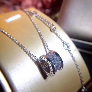 Bvlgari สร้อยคอแพลตตินัม 18K พร้อมจี้เพชร สีทองกุหลาบ B.Zero1 k831